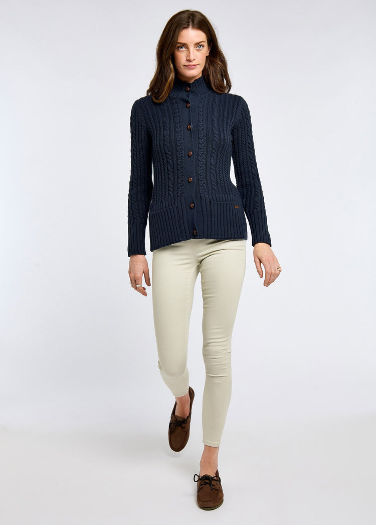Ardrahan Dames Fisherman Cardigan - Navy