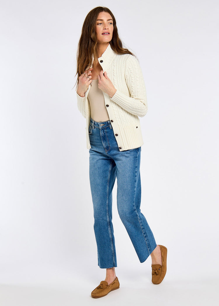 Ardrahan Dames Fisherman Cardigan - Oyster