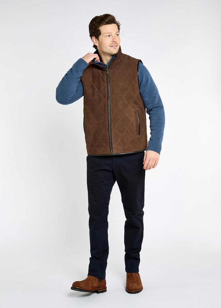 Bellamont Heren Suède Gilet - Walnut
