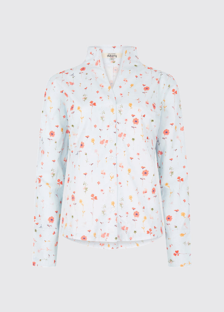 Fuchsia Dames Print Shirt Bloemen - Pale Blue