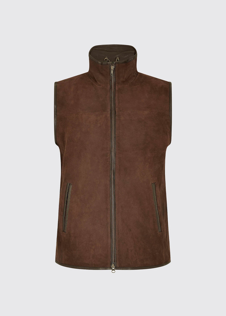 Heren leren gilet in bruin - Dunhill Walnut