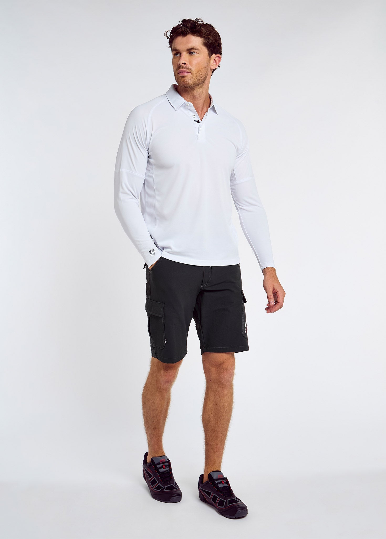 Pireaus Heren Lange Mouw Poloshirt - White
