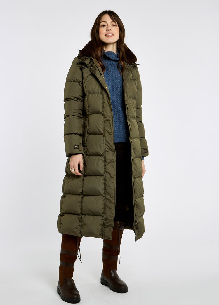 Aldborough Dames Lange Donsjas - Olive