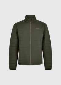 Dubarry heren lichtgewicht hybride jas in groen, gemaakt van gerecycled polyester met Primaloft voering.
