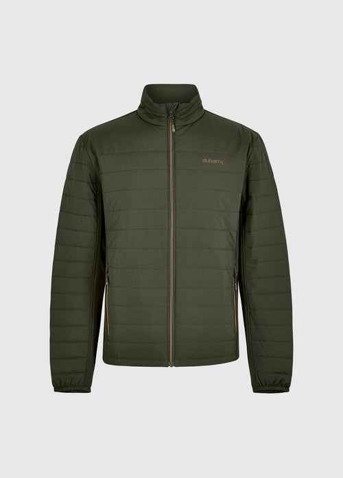 Dubarry heren lichtgewicht hybride jas in groen, gemaakt van gerecycled polyester met Primaloft voering.