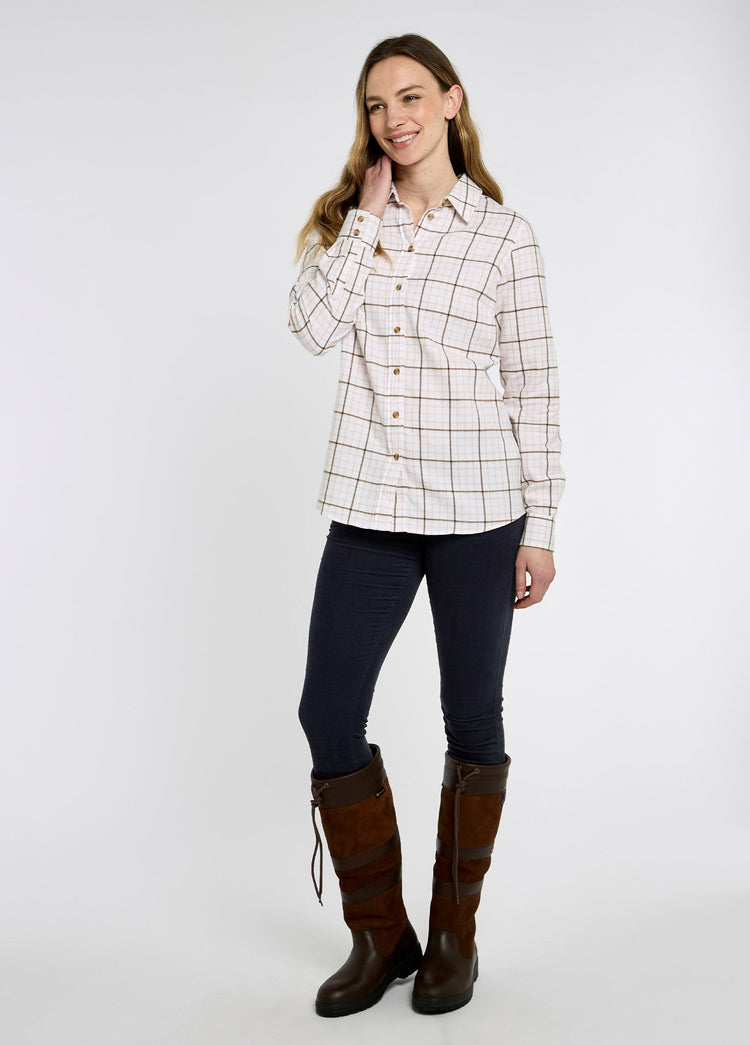 Brooklime Dames Geruite Blouse - Dusky Rose