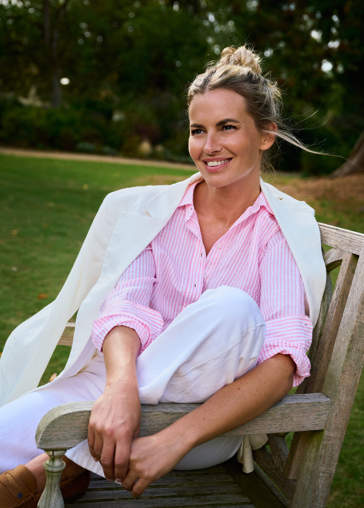 Butterfly Dames Linnen Shirt - Pink