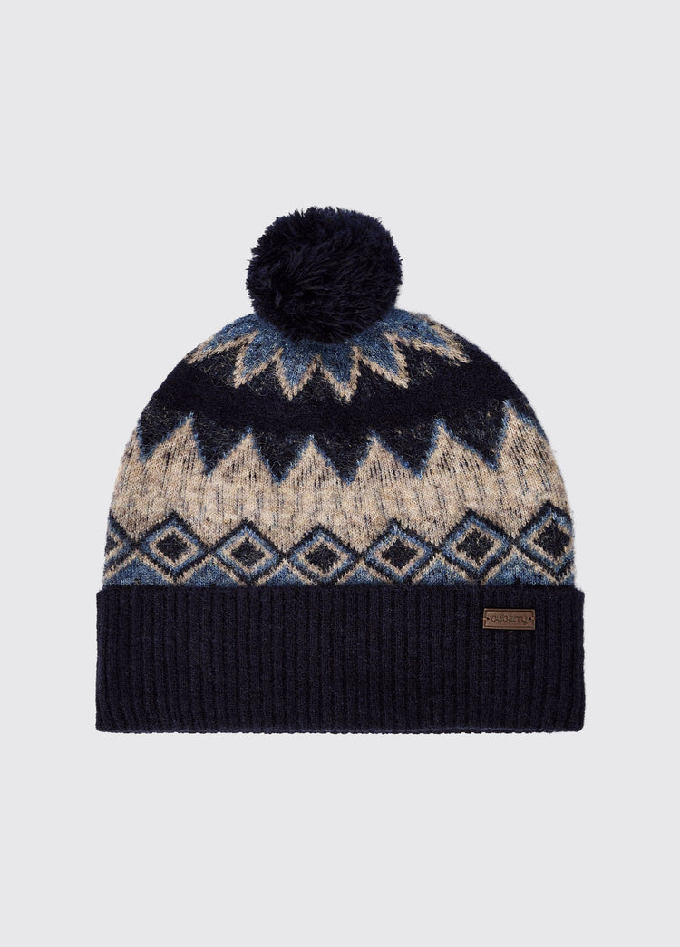Coolroe Gebreide pompon Muts  - Navy Multi