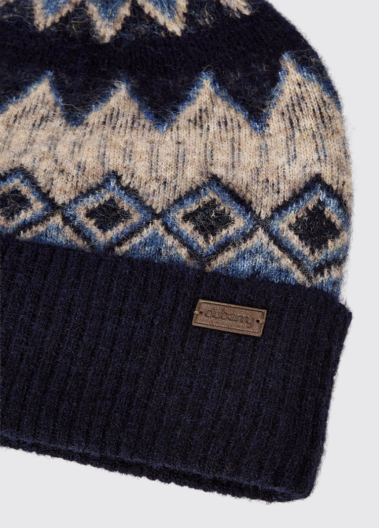 Coolroe Gebreide pompon Muts  - Navy Multi