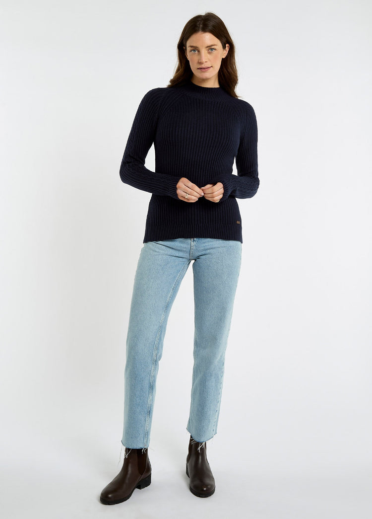 Corcoran Dames Ribgebreide Trui - Navy