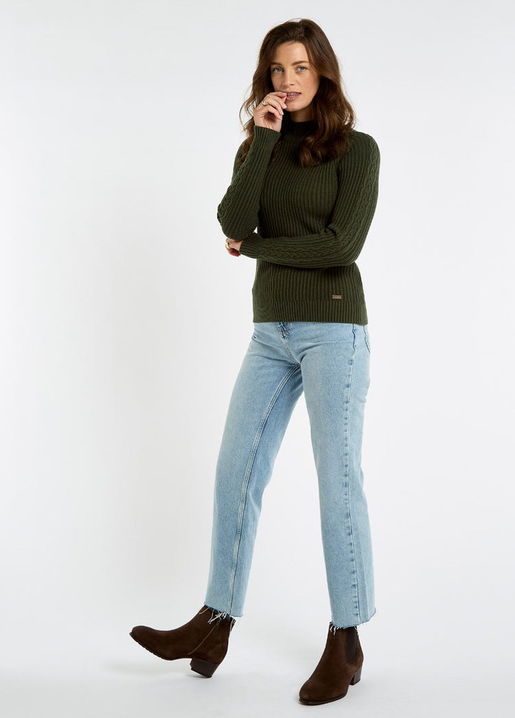 Corcoran Dames Ribgebreide Trui - Olive