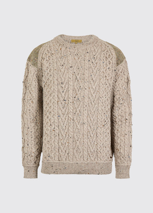 Culleton Heren Merinowol Aran Trui - Oatmeal