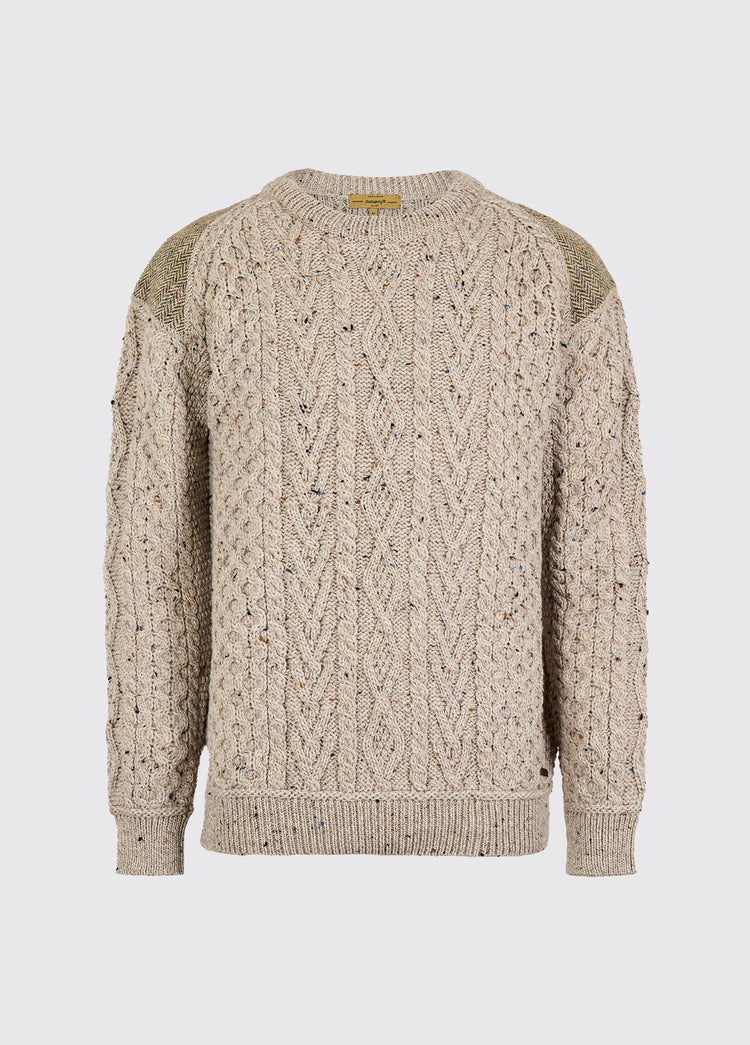 Culleton Heren Merinowol Aran Trui - Oatmeal