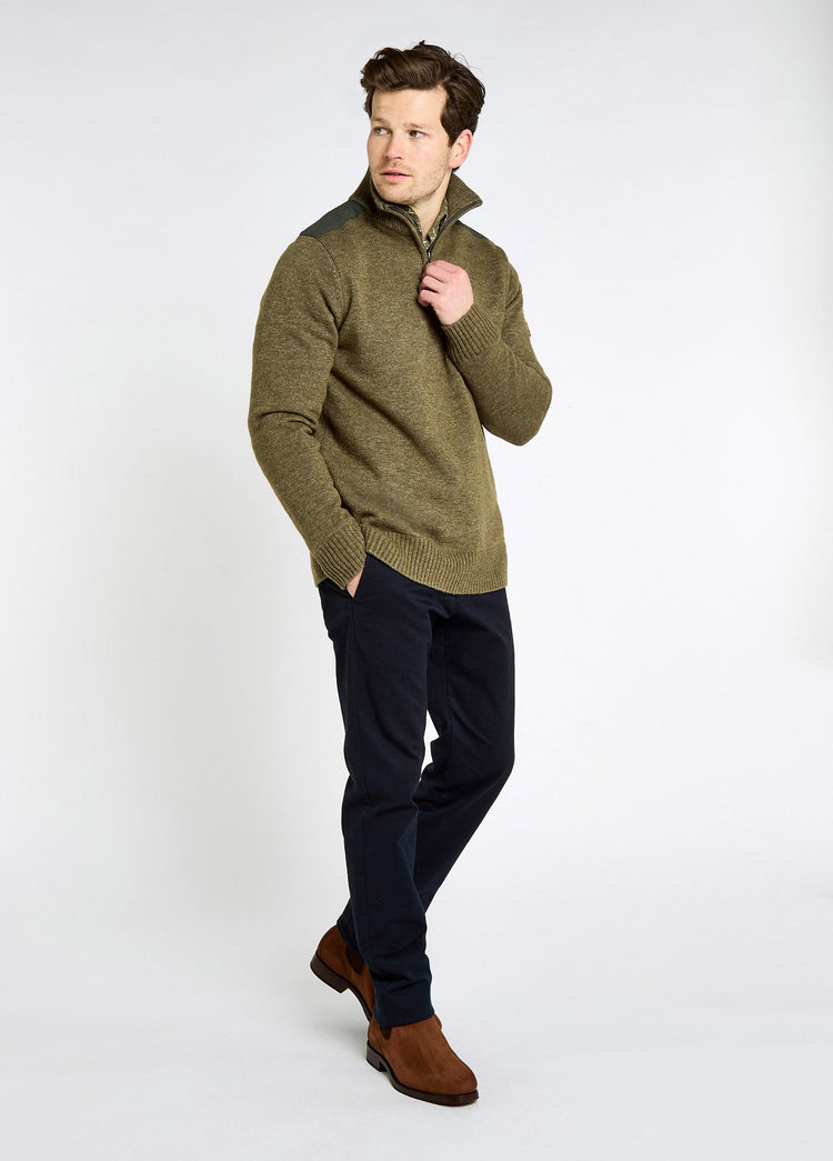 Doherty Heren Halve Rits Trui - Dusky Green