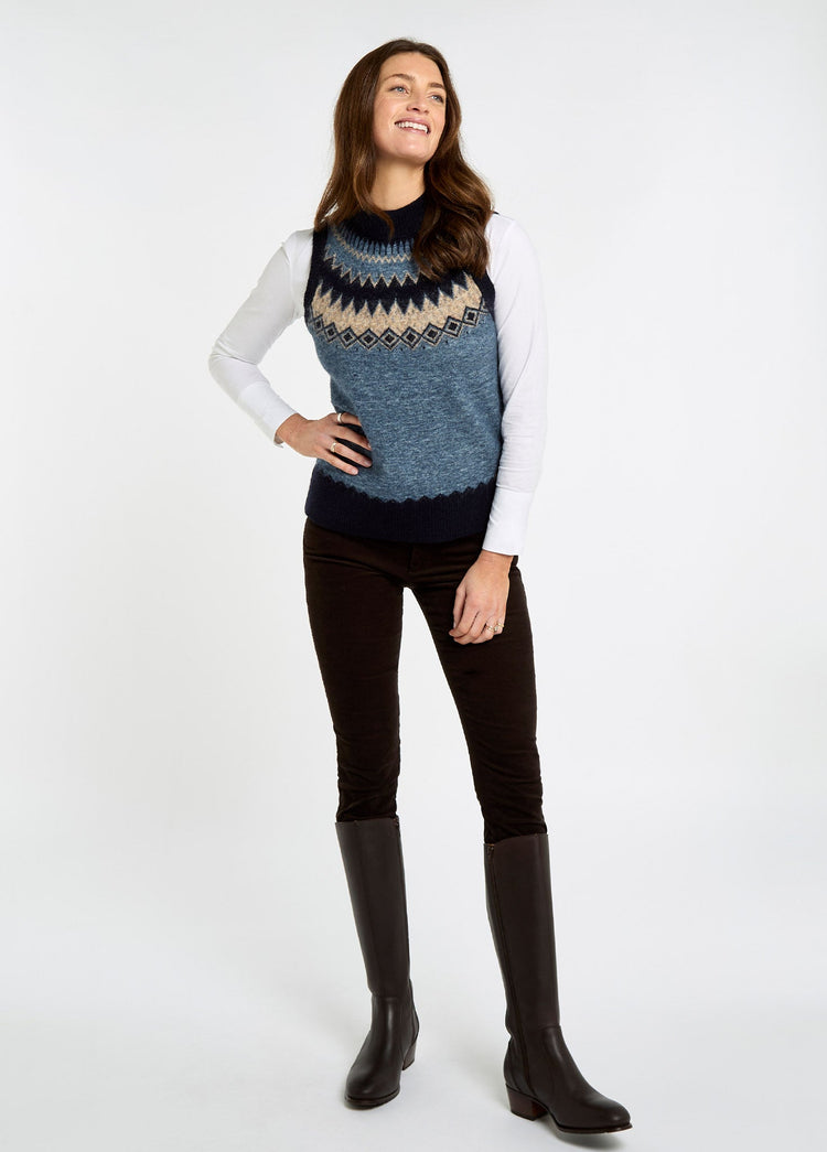 Doyle Dames Fair Isle Vest - Navy Multi