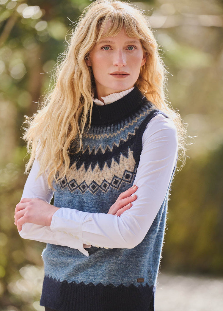Doyle Dames Fair Isle Vest - Navy Multi