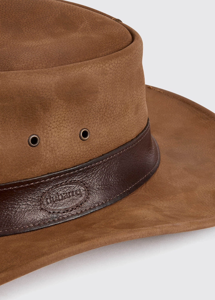 Finley Leren Hoed - Walnut