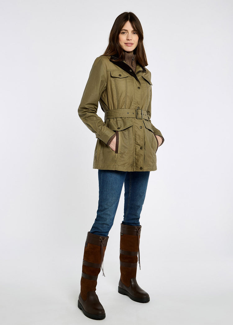 Gandon Dames Waxjas met Ceintuur - Golden Khaki