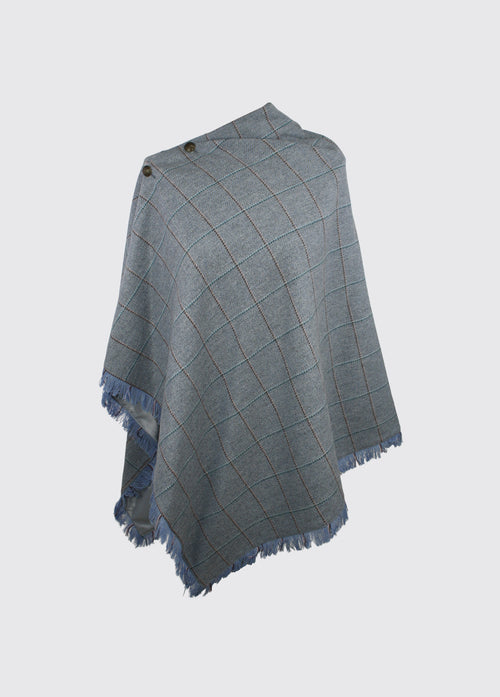 Hazelwood Tweed Poncho - Blue Heather