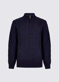 Heren Merinowol Quarter-zip Trui - Navy