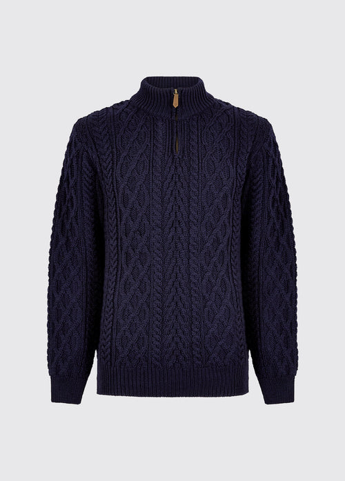 Heren Merinowol Quarter-zip Trui - Navy