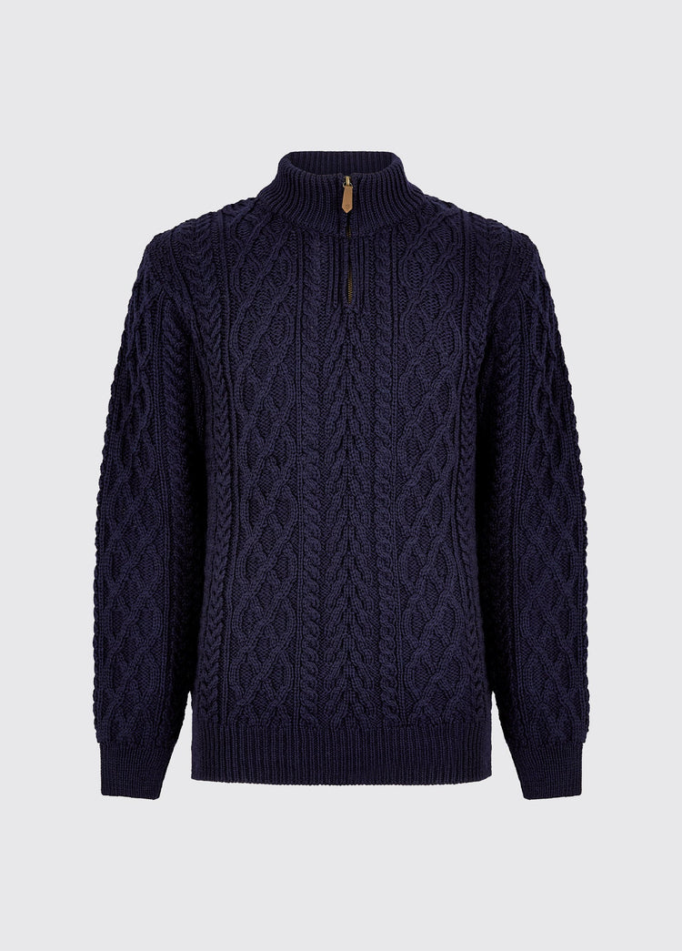 Heren Merinowol Quarter-zip Trui - Navy