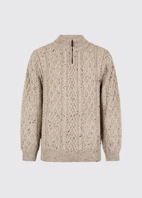 Heren Merinowol Quarter-zip Trui - Oatmeal