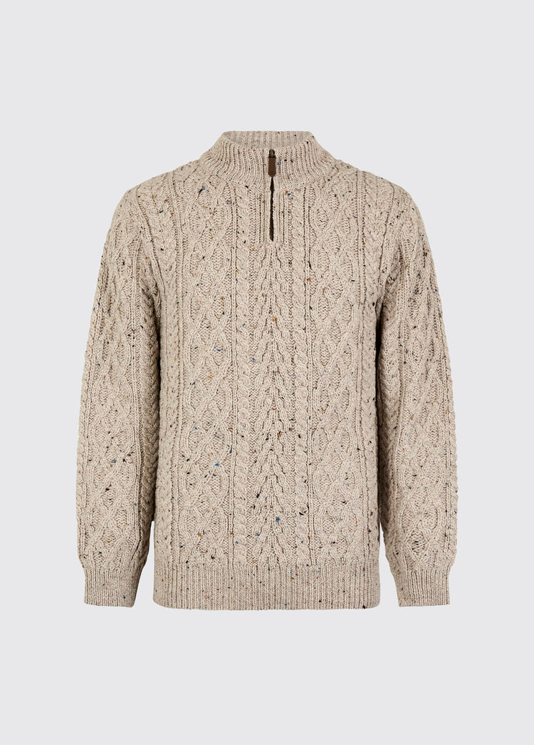 Heren Merinowol Quarter-zip Trui - Oatmeal