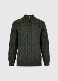 Heren Merinowol Quarter-zip Trui - Olive