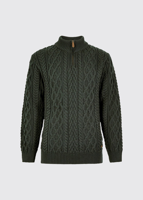 Heren Merinowol Quarter-zip Trui - Olive