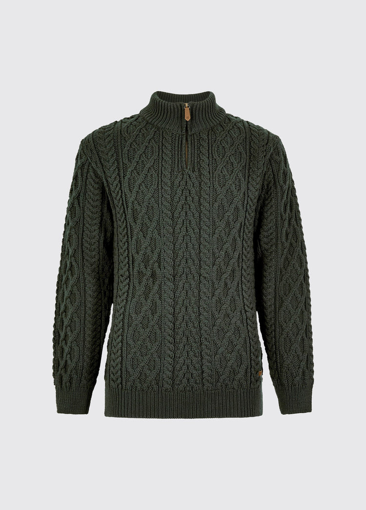 Heren Merinowol Quarter-zip Trui - Olive