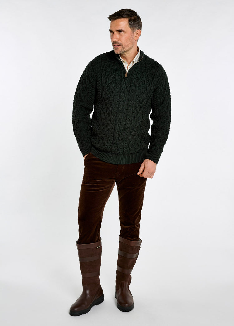 Heren Merinowol Quarter-zip Trui - Olive