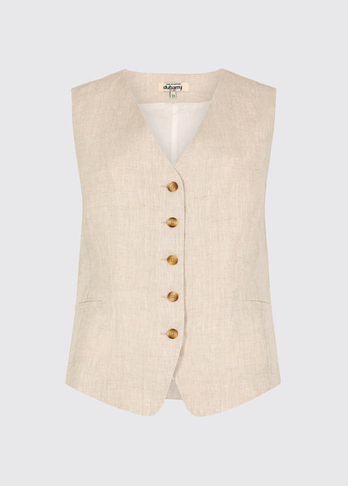 Killaloe Dames Linnen Gilet - Oatmeal