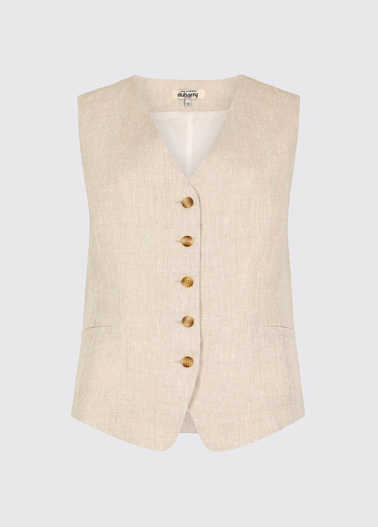 Killaloe Dames Linnen Gilet - Oatmeal