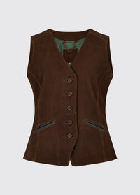 Greville Leren Gilet voor Dames - Walnut