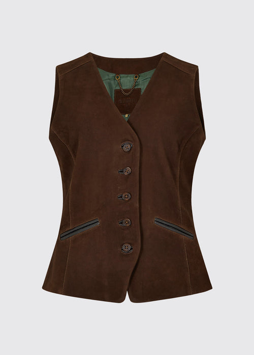 Greville Leren Gilet voor Dames - Walnut