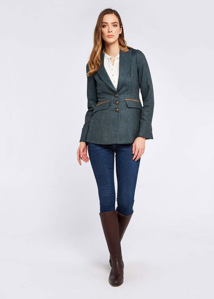 Heather tweed blazer dames - Pine