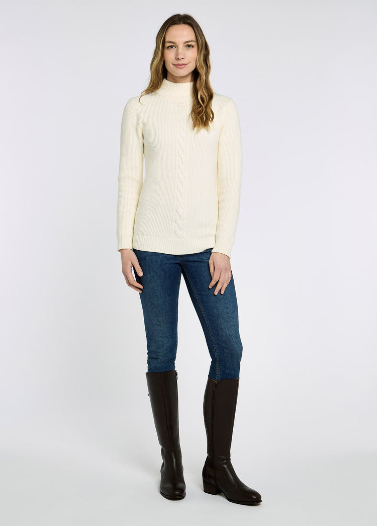 Lennon Dames Mock Neck Trui - Chalk