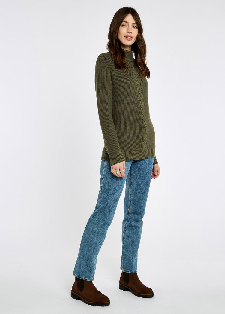 Lennon Dames Mock Neck Trui - Dusky Green
