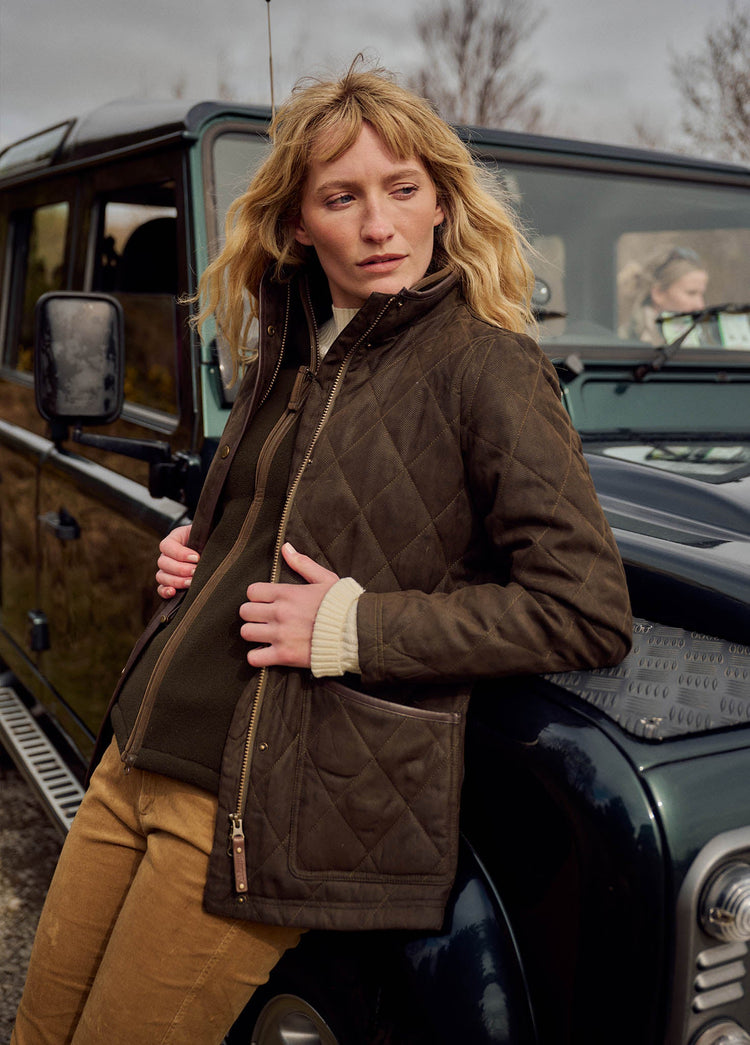 Locton Diamond Quilt Jas - Olive