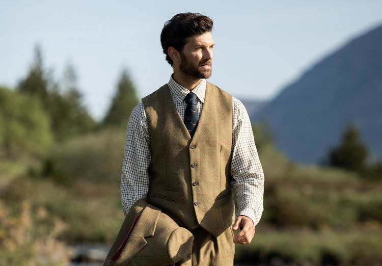 Redwood Heren Tweed Waistcoat - Elm