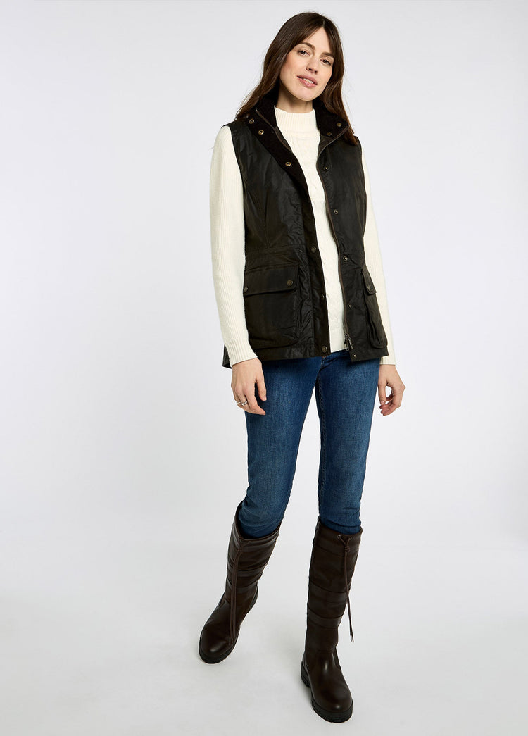 Rathsallagh Dames Wax Gilet - Verdigris