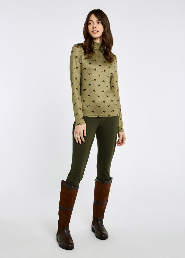 Reynolds Dames Mock Neck Top - Dusky Green