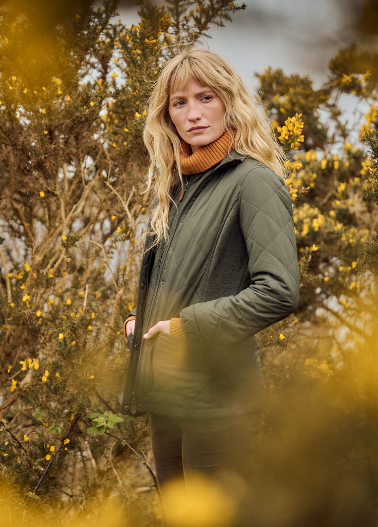Rookwood Dames Diamond  Quilt Jas - Olive