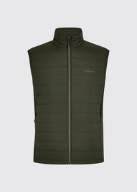 Getailleerde herenbodywarmer met horizontale stiknaden en Primaloft-vulling. Compact op te vouwen tot klein formaat, ideaal voor op reis.