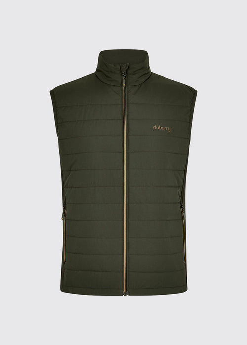 Getailleerde herenbodywarmer met horizontale stiknaden en Primaloft-vulling. Compact op te vouwen tot klein formaat, ideaal voor op reis.