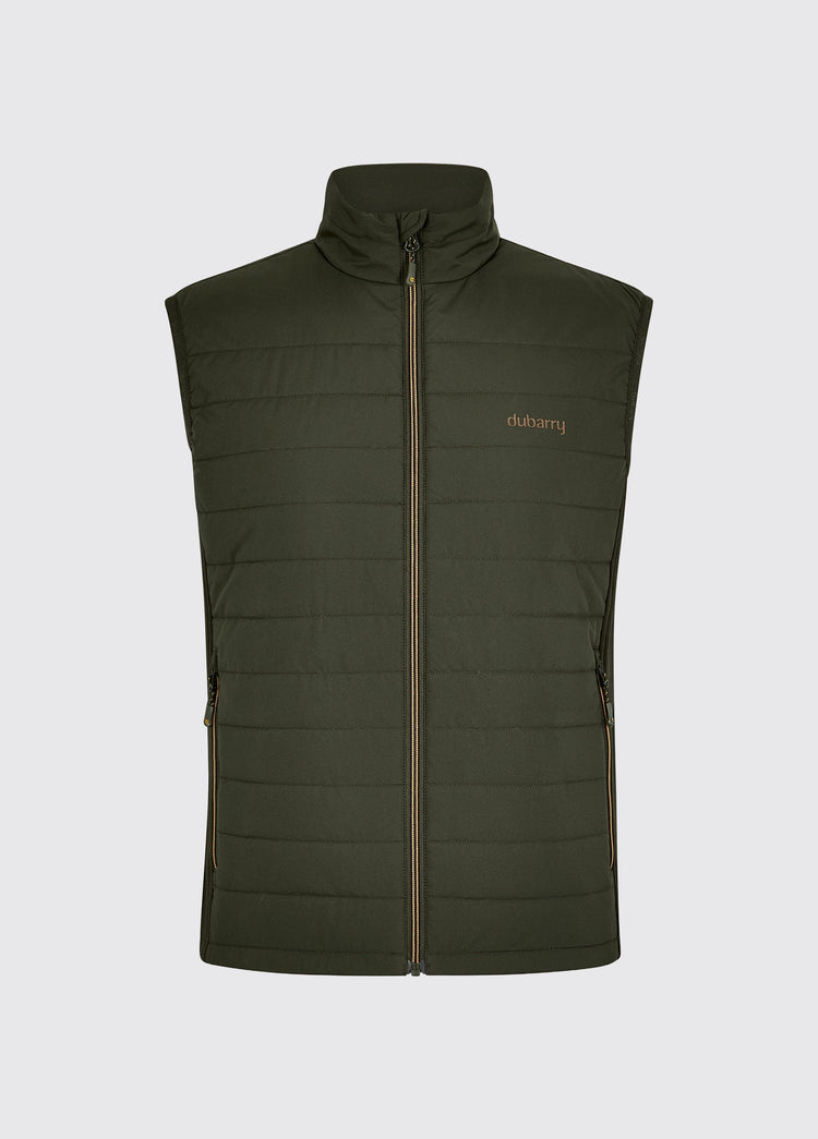 Getailleerde herenbodywarmer met horizontale stiknaden en Primaloft-vulling. Compact op te vouwen tot klein formaat, ideaal voor op reis.
