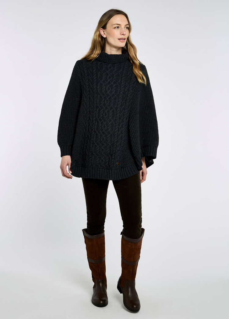 Kilronan Merino Poncho voor Dames - Charcoal