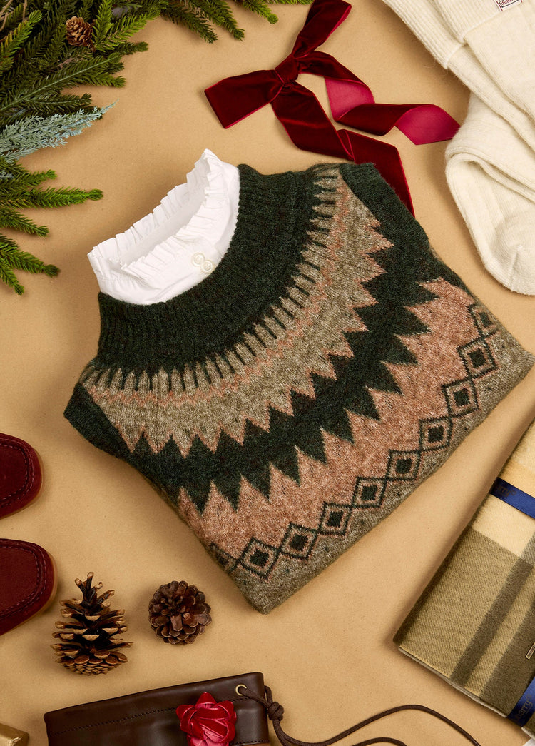 Doyle Dames Fair Isle Vest - Olive