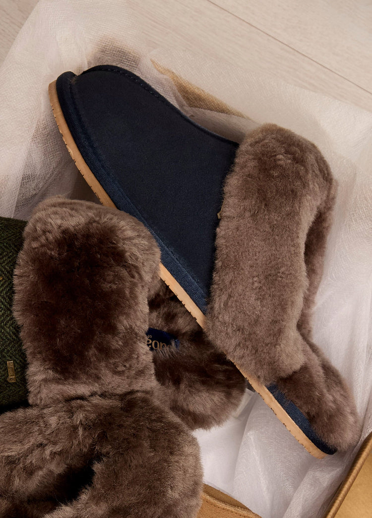 Rockmill Dames Suède Pantoffels - French Navy